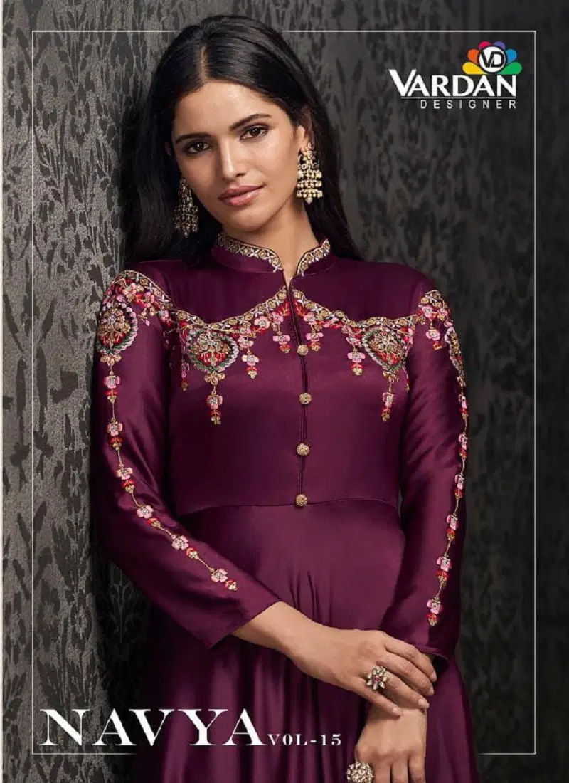 Navya Vol 15 By Vardan Georgette Embroidery Designer Gown Exporters In India Catalog